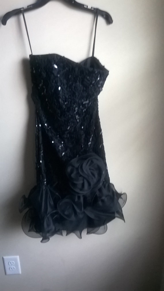 New Years Sexy Black Sequin Party Dress