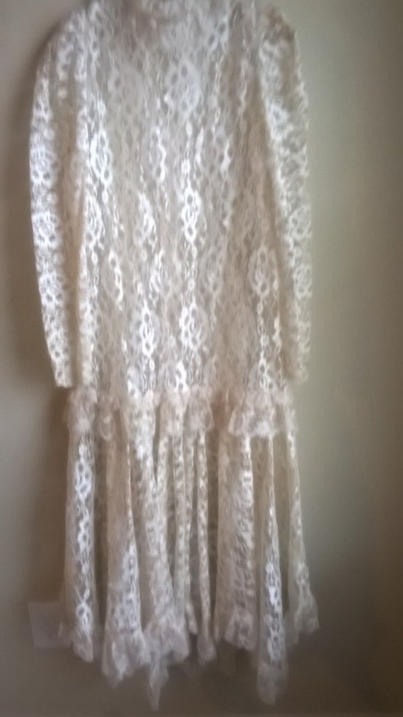 Lace see through frock wedding dress 1970s - image 3