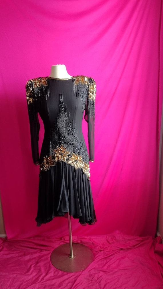 Vintage Destinee black and Gold sequin party/eveni