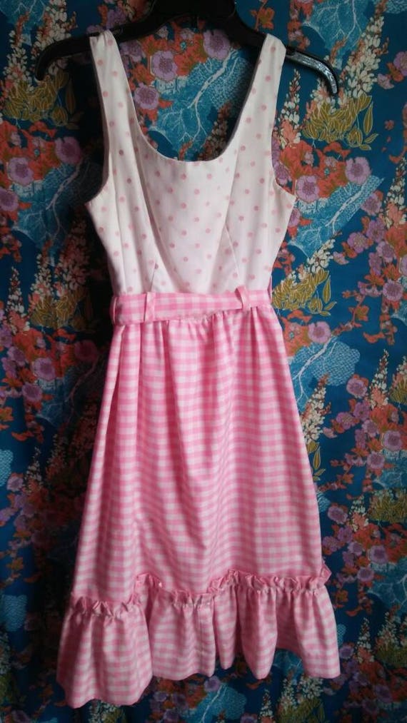 Chas L.Lewis 1950s pink and white dress