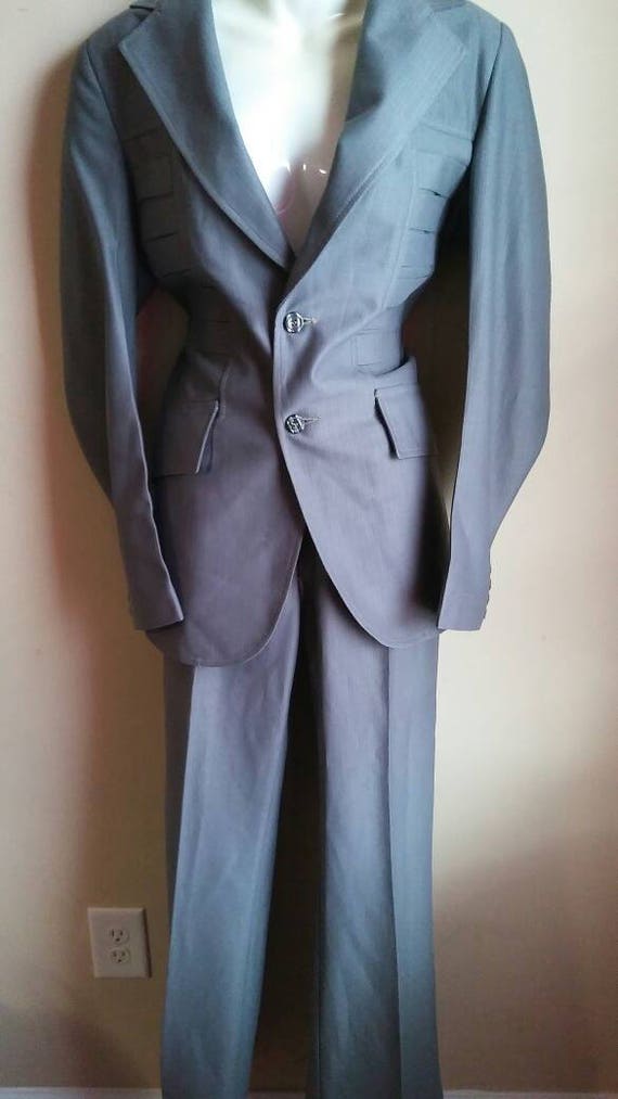 1970s steel grey pant suit - image 1