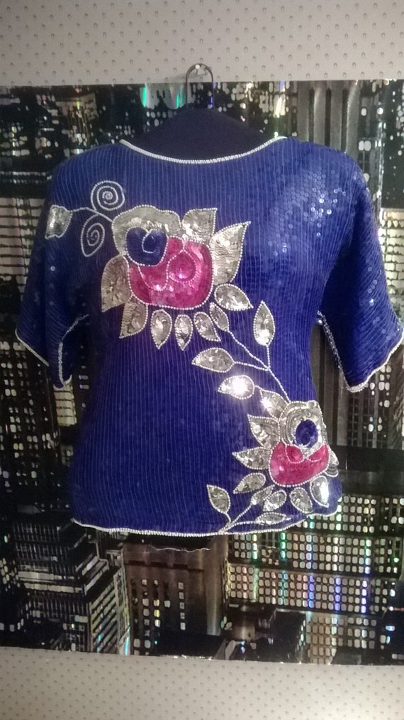 Cobalt blue  sequin blouse