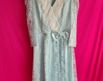 Baby blue and lace 80s dress