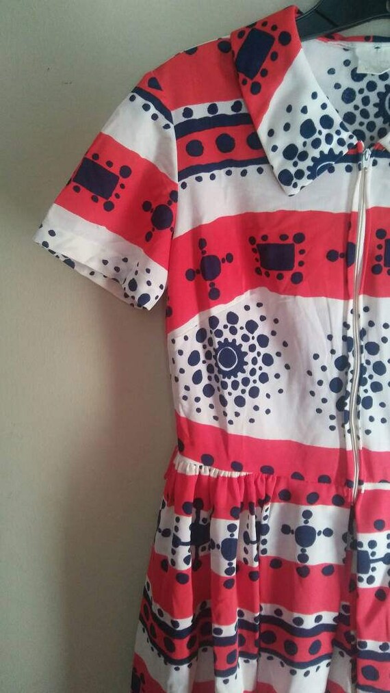 70s Red blue and white Dress - image 4