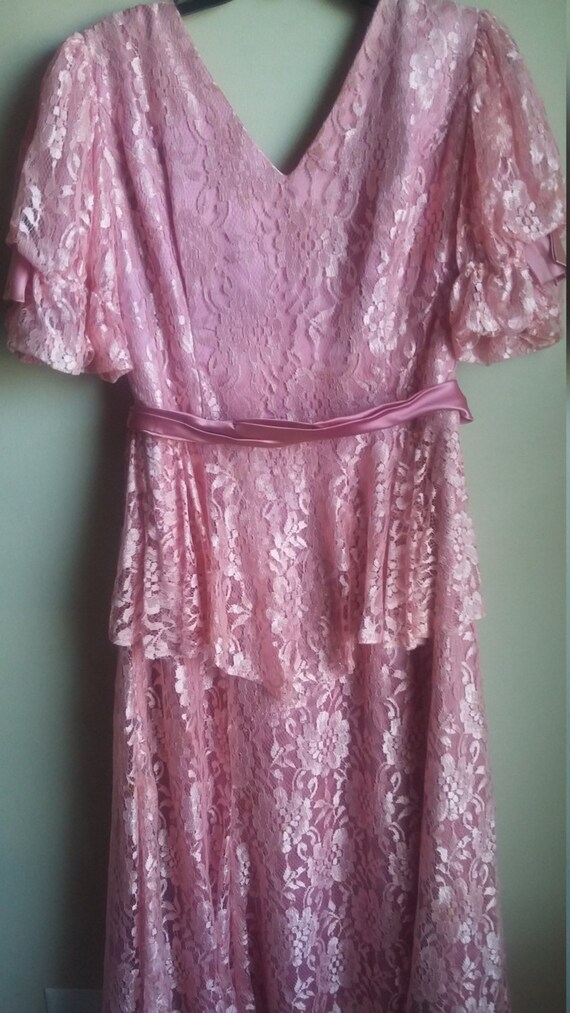 Pink lace frock 1950s