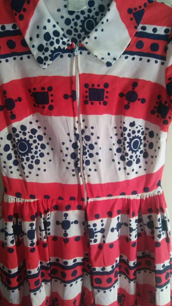 70s Red blue and white Dress - image 3