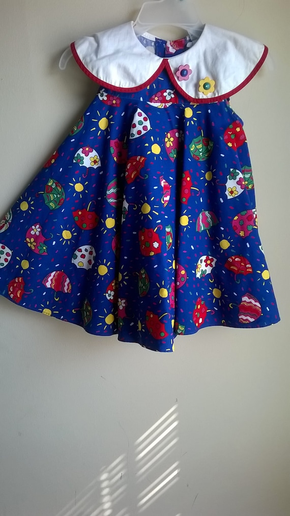 Little girl sailor style umbrella print dress
