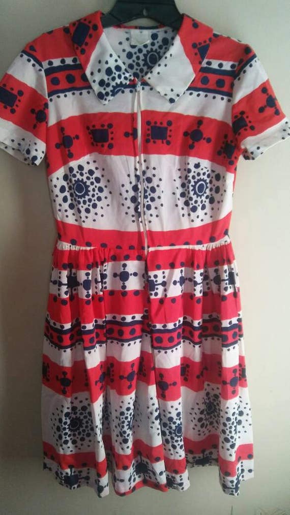 70s Red blue and white Dress - image 1