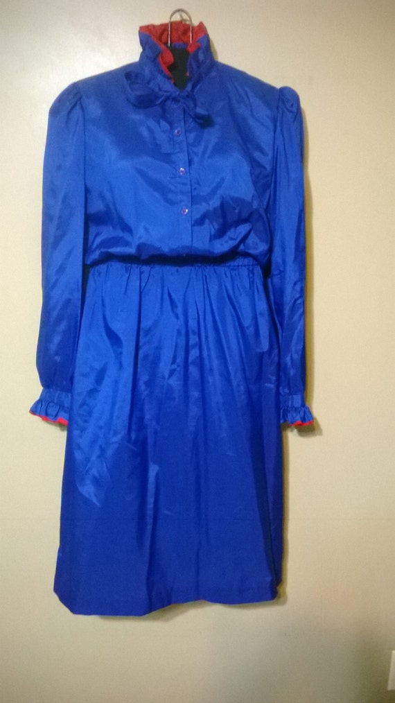 1970s  Electric BLue Act 1 Secretary Dress