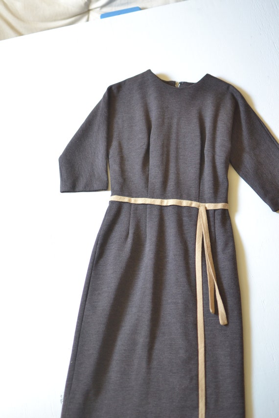 1950s chocolate brown wool dress // fifties warm … - image 5