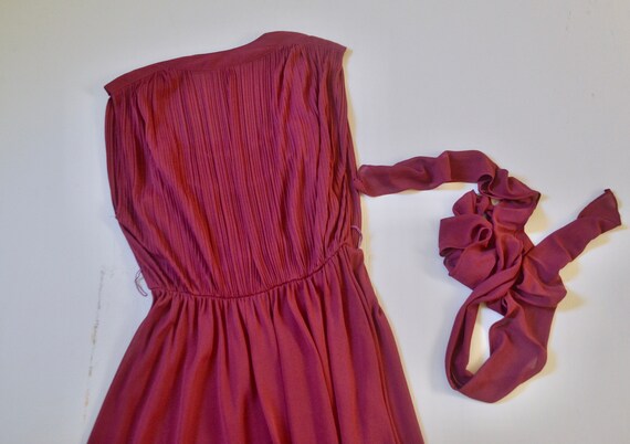 vintage magenta flowy dancing dress // 1970s fuch… - image 8