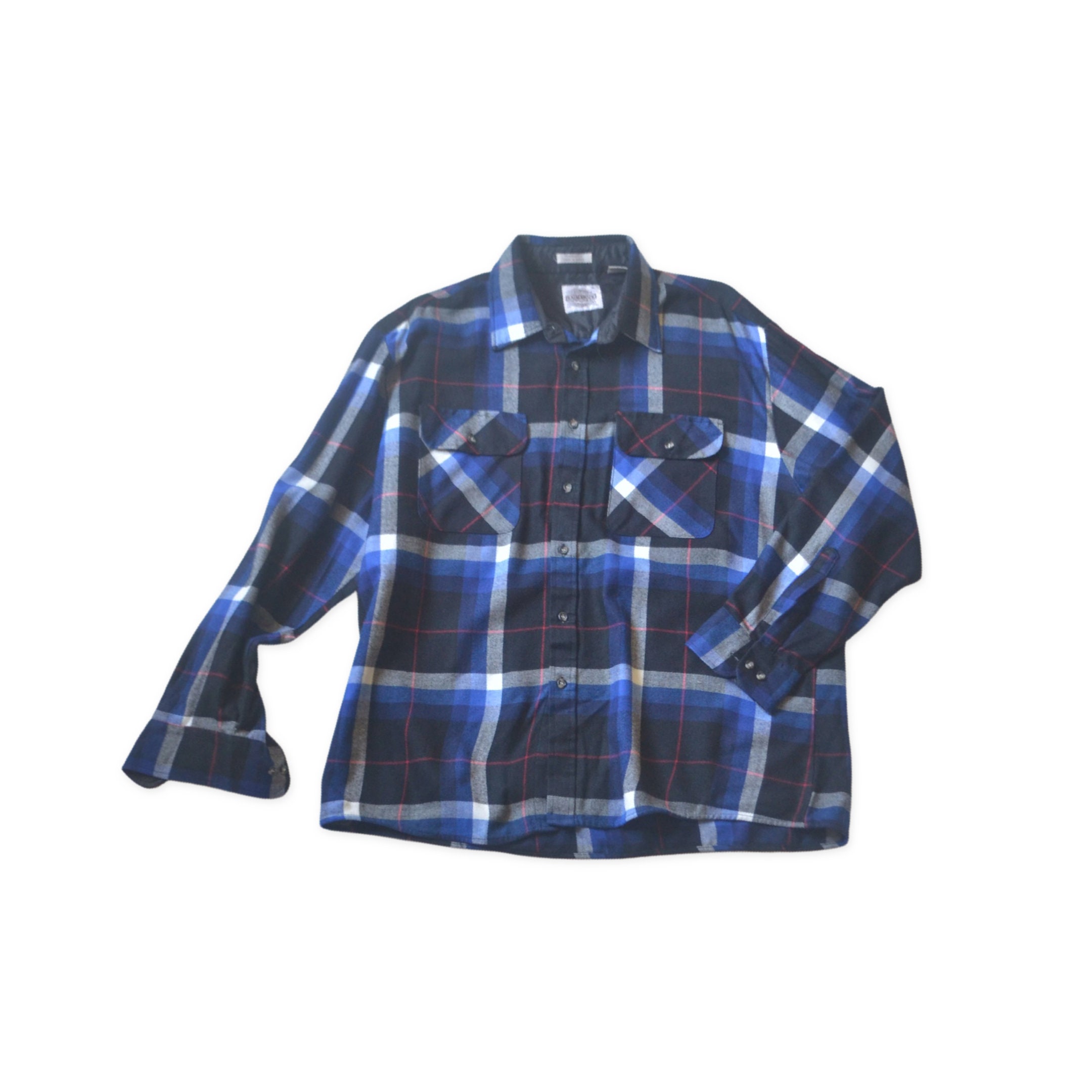 Vintage Men's Plaid Lumberjack Shirt // Blue and Black Plaid Oxford ...