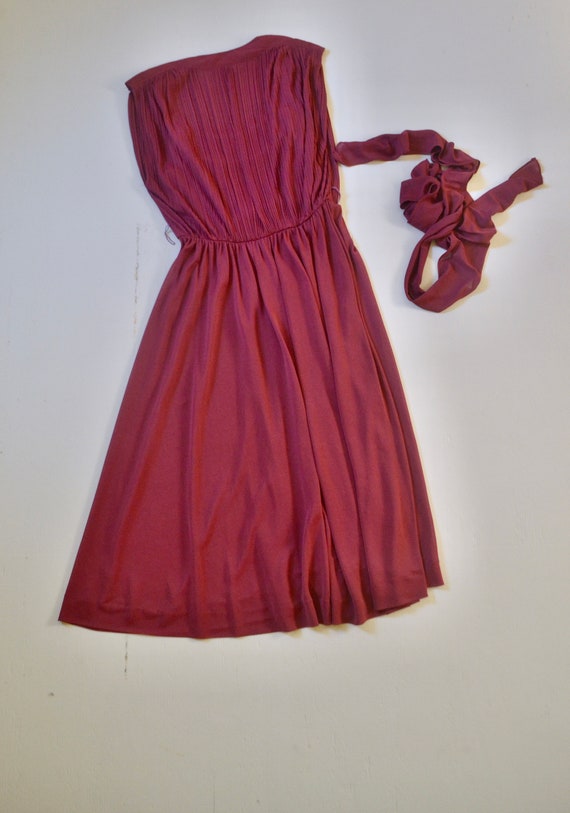 vintage magenta flowy dancing dress // 1970s fuch… - image 7