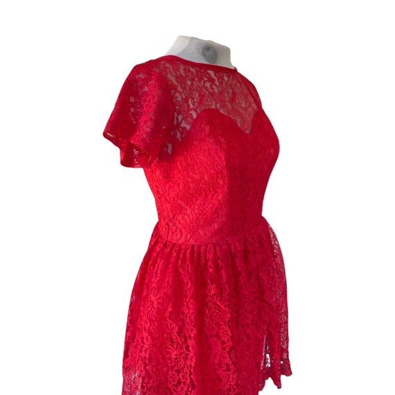 1950s red lace party dress // fifties sweetheart … - image 9