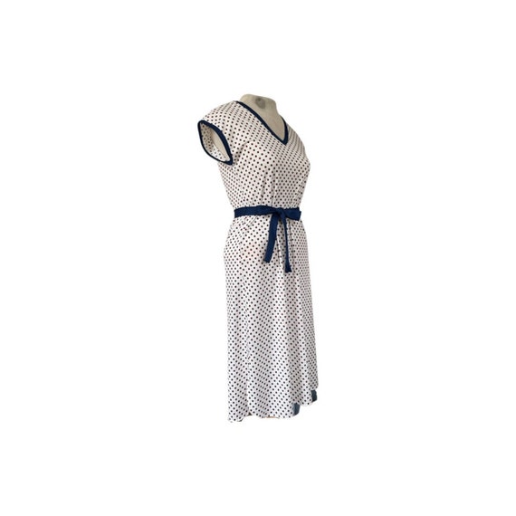 vintage polka dot dress // 1970s white sheath dre… - image 8