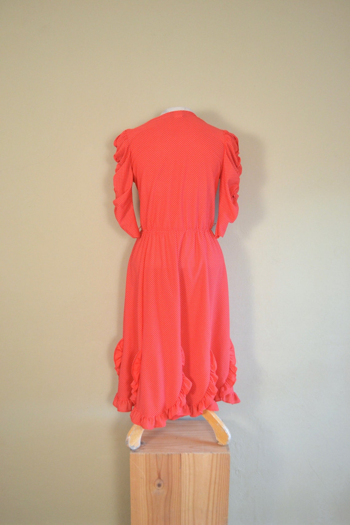 Vintage Red Ruffled Dancing Dress // 1980s Polka Dot - Etsy