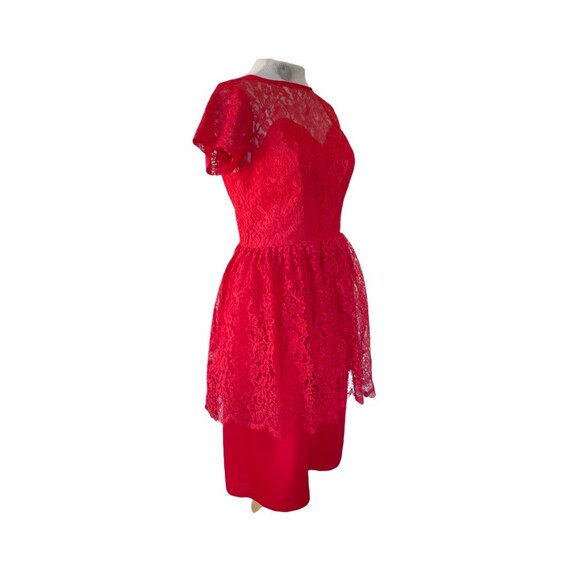 1950s red lace party dress // fifties sweetheart … - image 6