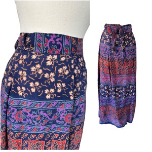 FREE SIZE vintage Indian wrap skirt // late 90s/early 2000s colorful hippie maxi skirt // wraparound cotton skirt with Indian block print