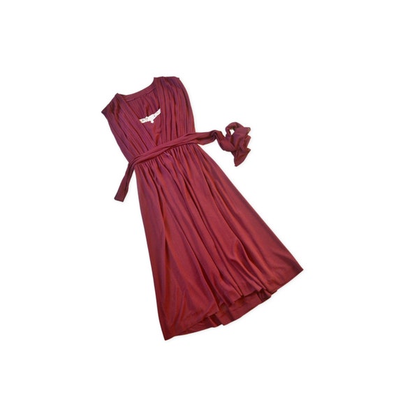 vintage magenta flowy dancing dress // 1970s fuch… - image 1