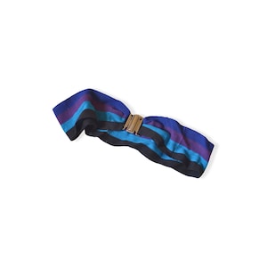 vintage striped colorful belt // 1980s purple, blue + black clasp belt // size 35