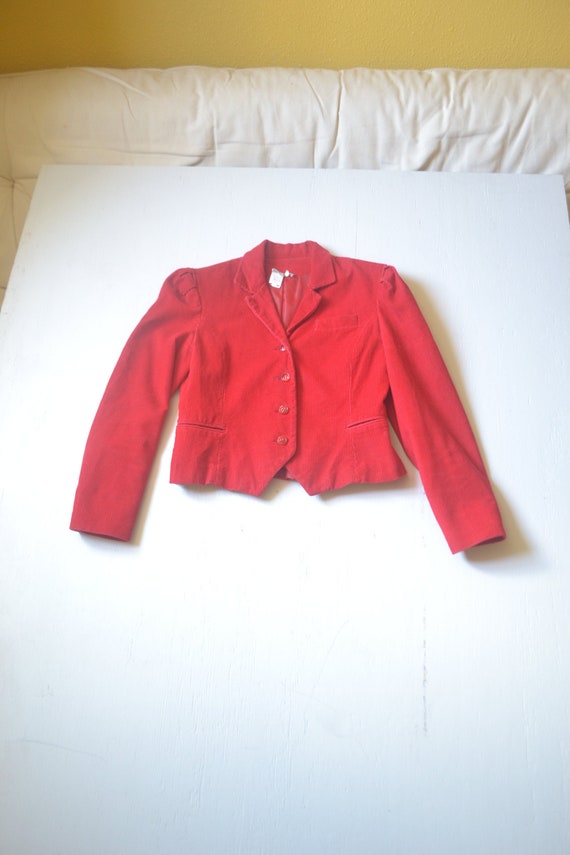 vintage cropped corduroy jacket // 1940s style red eq… Gem