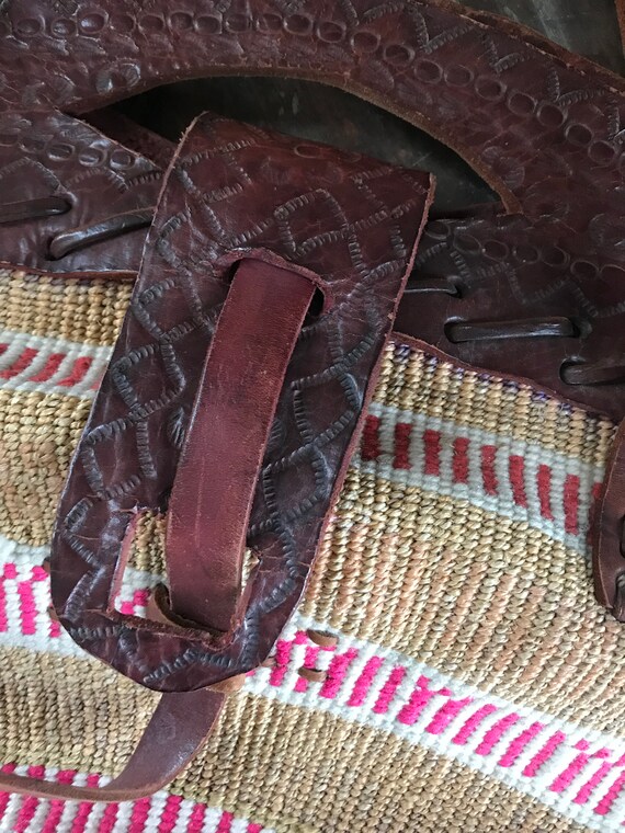 vintage woven world market bag // leather + jute … - image 5