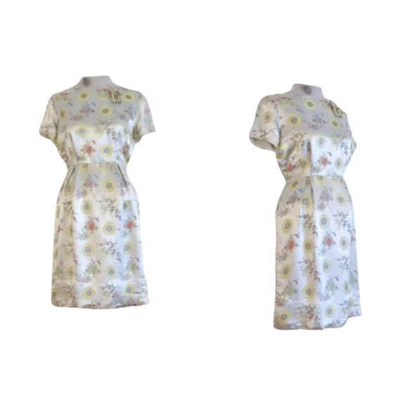 vintage silver satin wiggle dress // 1960s asian … - image 1