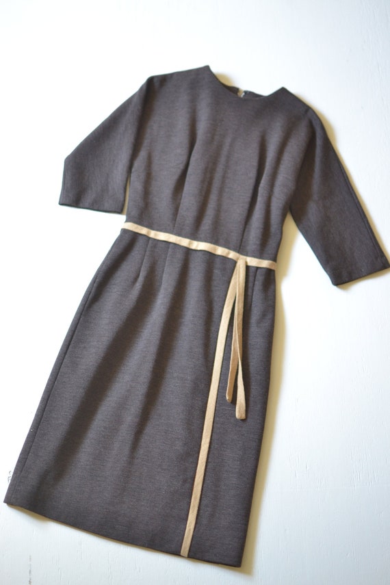 1950s chocolate brown wool dress // fifties warm … - image 2
