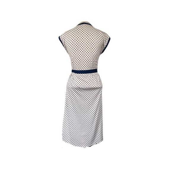 vintage polka dot dress // 1970s white sheath dre… - image 2