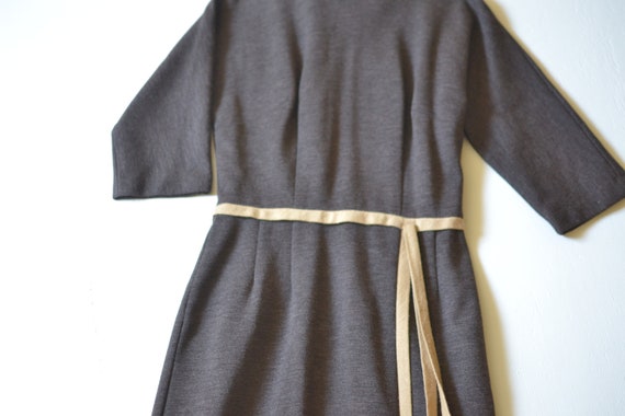 XL-XXL 1950s Wool Button-up Dress Green and Brown Plaid Button-up