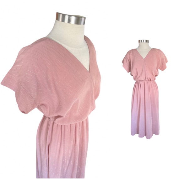 vintage blousy dusty rose dress // 1980s pink dan… - image 1