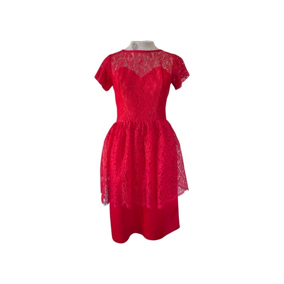 1950s red lace party dress // fifties sweetheart … - image 4