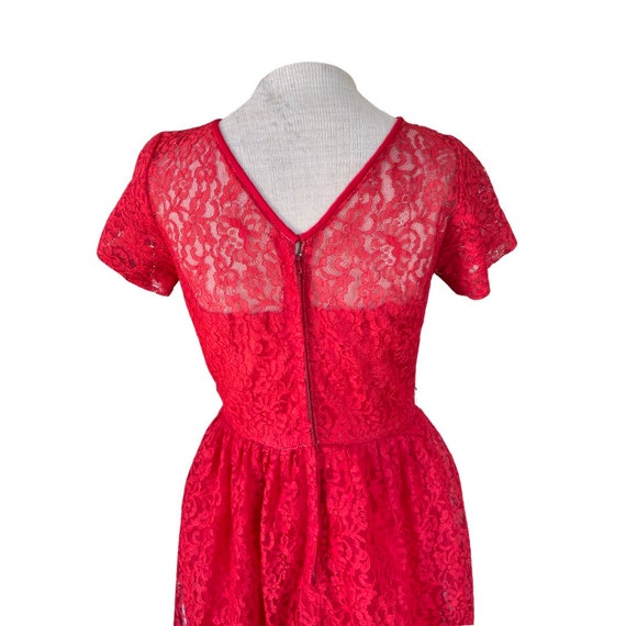 1950s red lace party dress // fifties sweetheart … - image 3