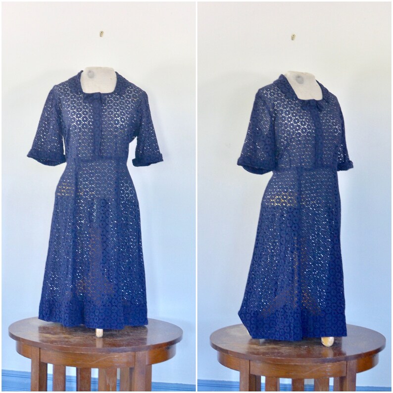 navy eyelet dress