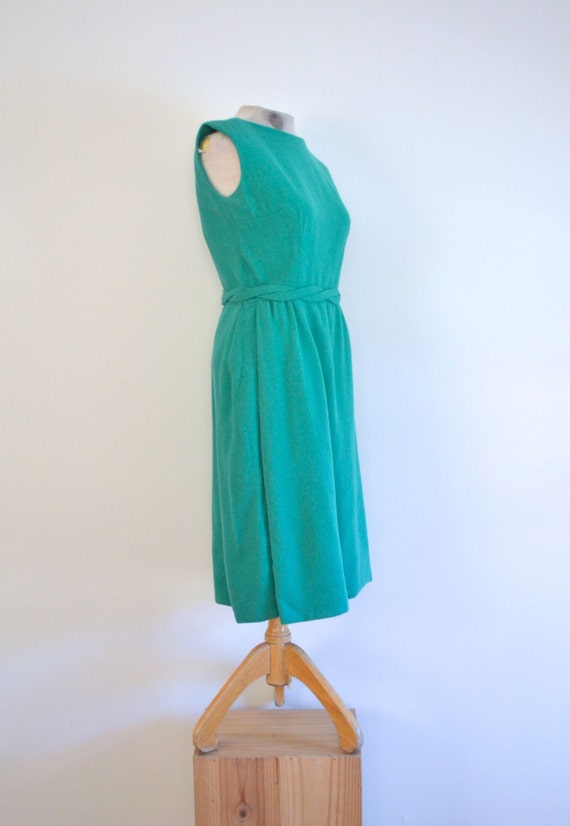 1950s seafoam wool wiggle dress // fifties green … - image 6