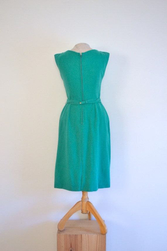 1950s seafoam wool wiggle dress // fifties green … - image 7
