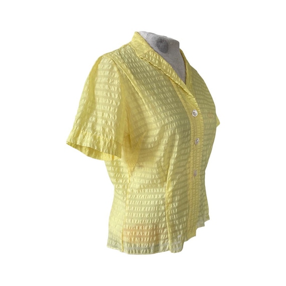 1950s sheer lemon yellow button up blouse // fift… - image 6