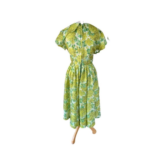 1950s hydrangea silk shirtdress // bright yellow … - image 4