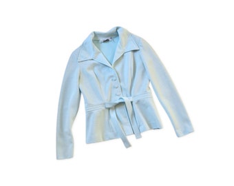 vintage teal fitted blazer // 1970s robin's egg blue professional top // vintage blue workwear // medium