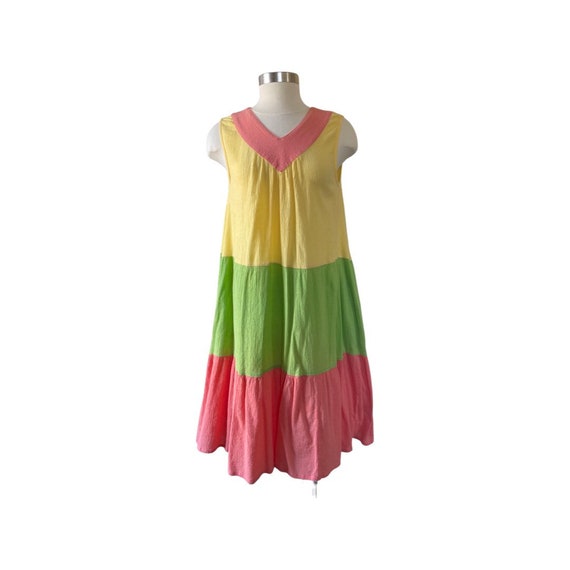 MEDIUM/ LARGE // vintage colorblock trapeze dress… - image 2