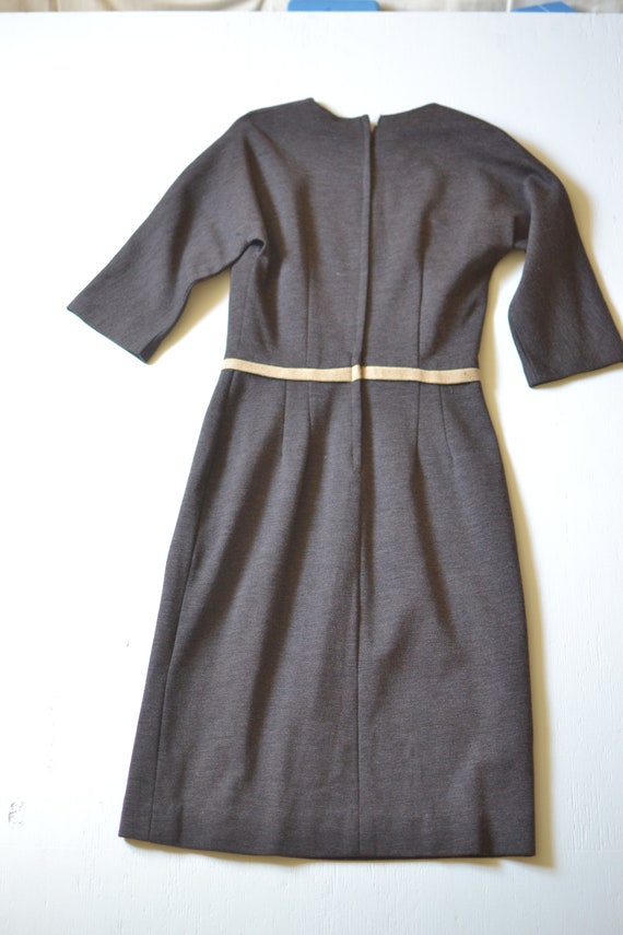1950s chocolate brown wool dress // fifties warm … - image 8