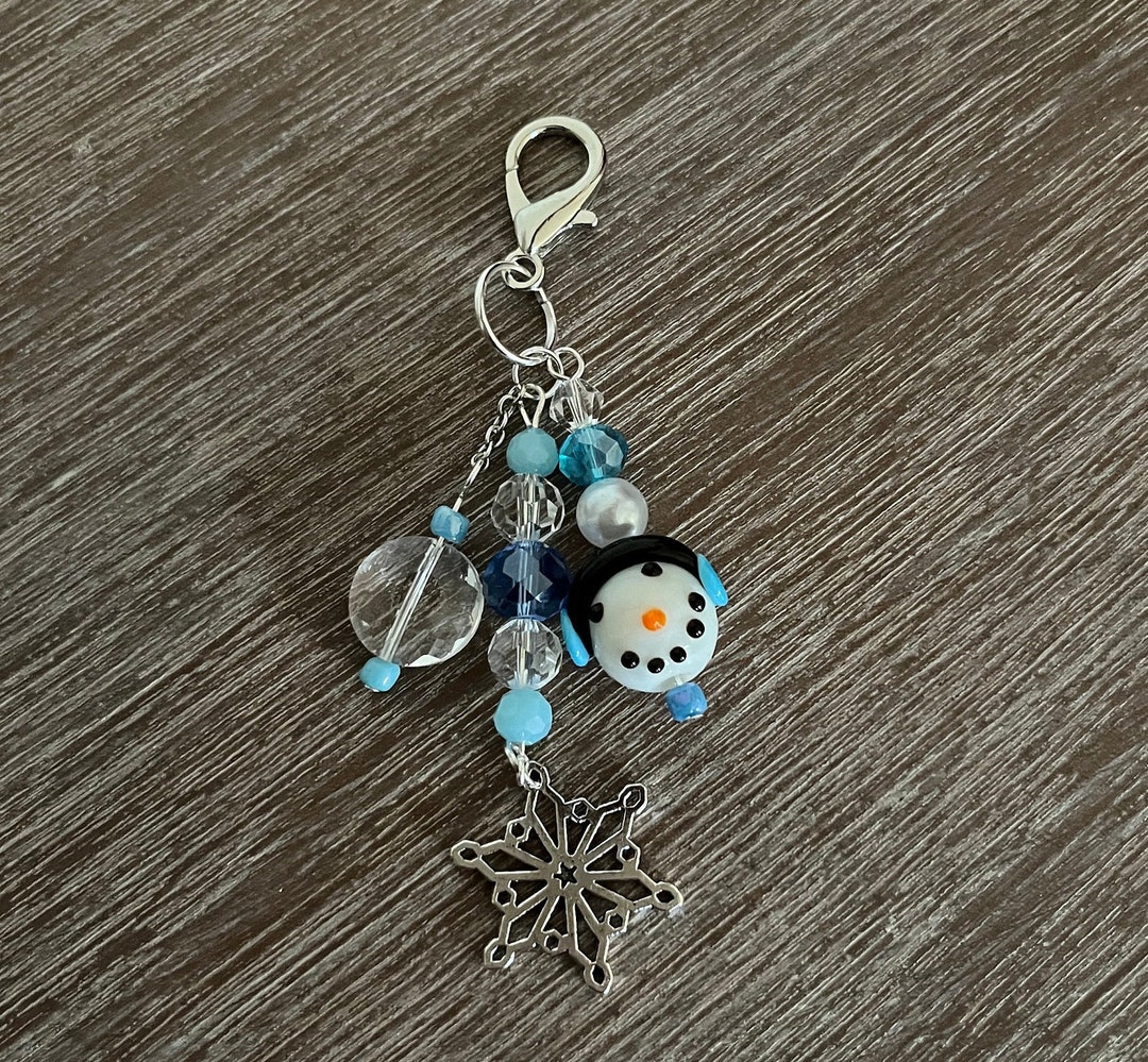 Snowman Face Beaded Scissor Fob/zipper Pull Fob - Etsy