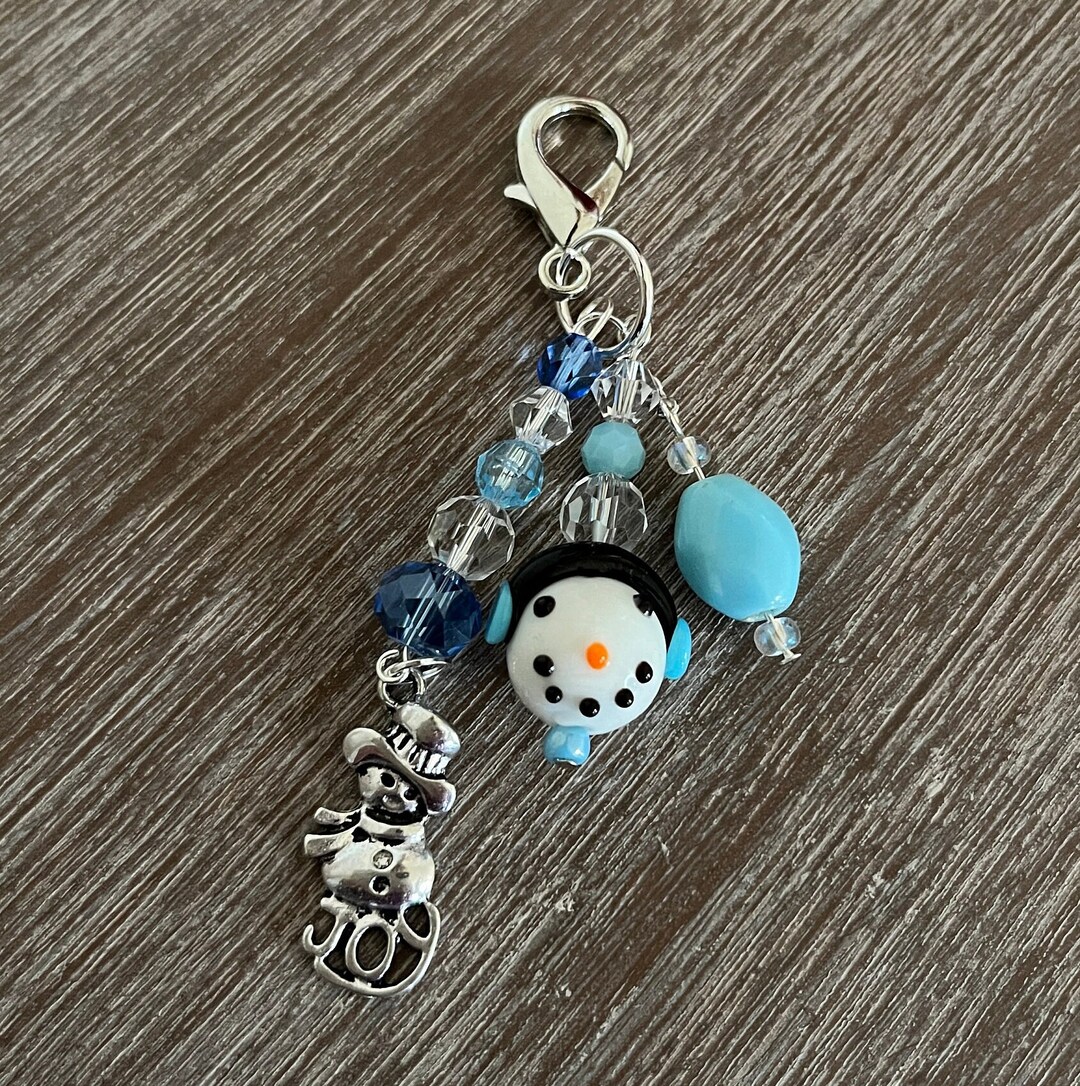 Snowman Face Beaded Scissor Fob/zipper Pull Fob - Etsy