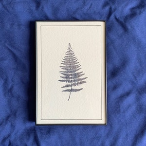 4 x 6&quot; Black & White Botanical Fern Artwork (3) - Hand Stamped