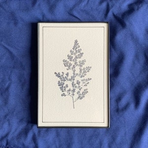 4 x 6" Black & White Botanical Fern Artwork (2) - Hand Stamped