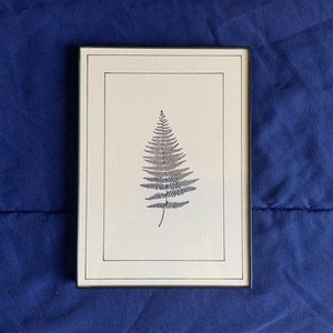 5 x 7" Black & White Botanical Fern Artwork (3) - Hand Stamped