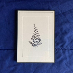 5 x 7" Black & White Botanical Fern Artwork (1) - Hand Stamped