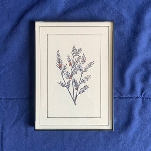 5 x 7" Painted Botanical Artwork - Tea Tree Branch - Hand Stamped & Painted (Natural Dye)