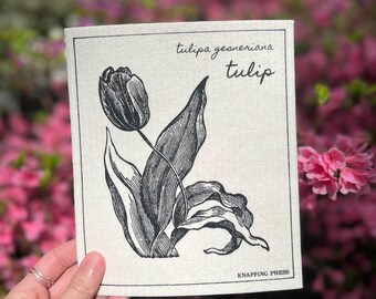 Swedish Dishcloth - Tulip (Tulipa Gesneriana) | Eco-Friendly Cleaning Cloth | Sustainable Alternative to Paper Towels & Sponges