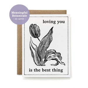Biglietto d'amore/anniversario botanico ecologico riciclato al 100% - Tulipano in bianco e nero/biglietto per fidanzata, fidanzato, partner, coniuge, marito, moglie
